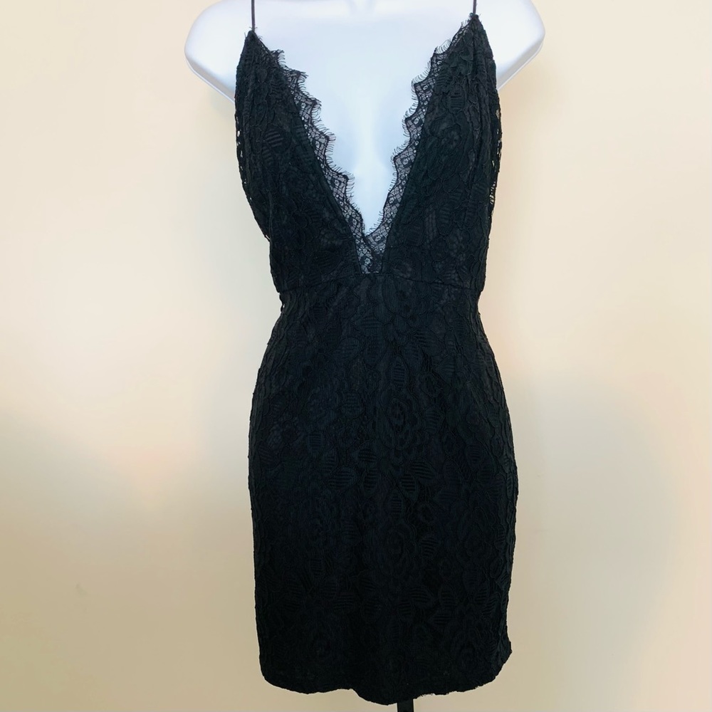 Black lace mini dress